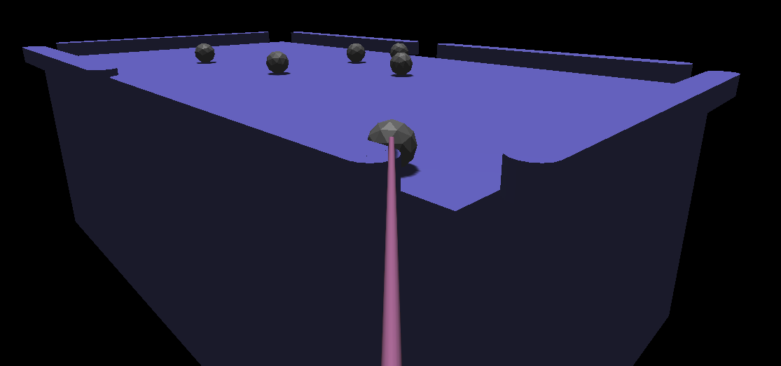 Early physics simulation showing ball trajectories